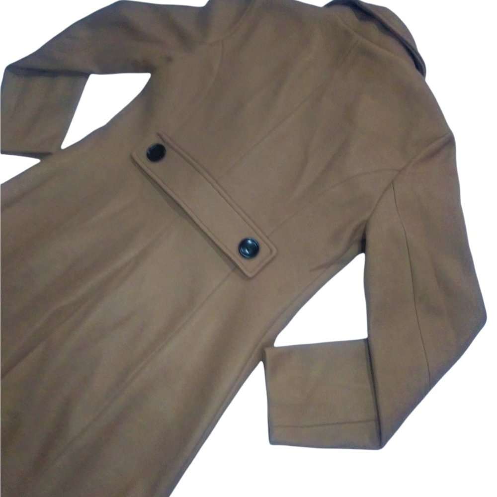 Chouyatou Women Elegant Notched Collar Double Breasted Wool Blend Over Coat (S) - Picture 8 of 11